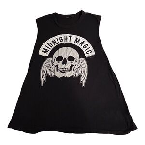 Truly Madly Deeply Sleeveless T Shirt Distressed Skull Black